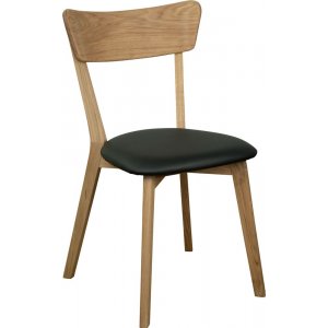 Amino-Stuhl aus gelter Eiche / schwarzem ko-Leder + Mbelfe