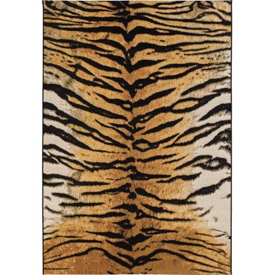 Domani Tiger flach gewebter Teppich Gold