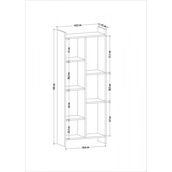 Eden Bcherregal in Eiche Hhe 160 cm