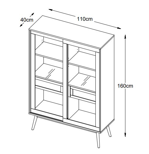 Yuma Vitrine aus gelter Eiche mit Rattan