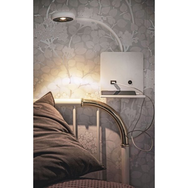 Zet Nachttischlampe mit USB-Ladegerät - Weiß Zet Nachttischlampe mit USB-Ladegerät - Weiß