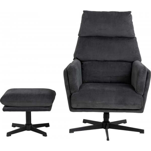 Amsterdam Sessel mit Fuschemel - Grau