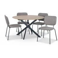 Hogrän Essgruppe Ø120 cm Tisch aus hellem Holz + 4 Lokrume graue Stühle Hogrän Essgruppe Ø120 cm Tisch aus hellem Holz + 4 Lokrume graue Stühle