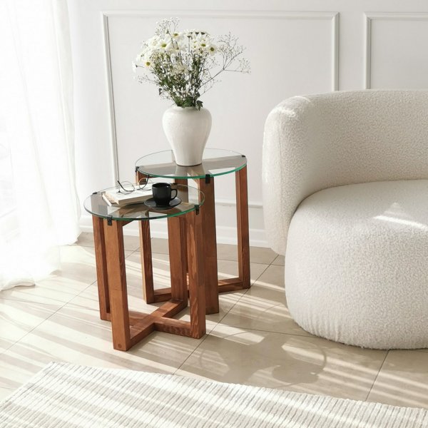 Amalfi Beistelltisch 40/40 cm - Nussbaum