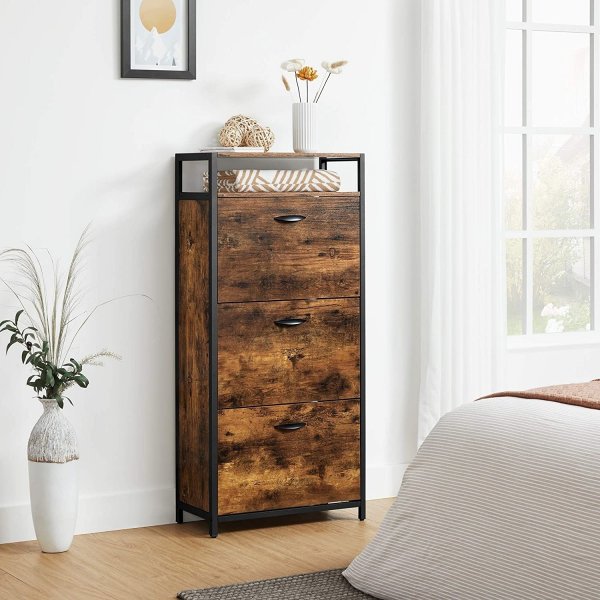 Mattias Schuhschrank 60 x 130 cm - Braun/Schwarz Mattias Schuhschrank 60 x 130 cm - Braun/Schwarz