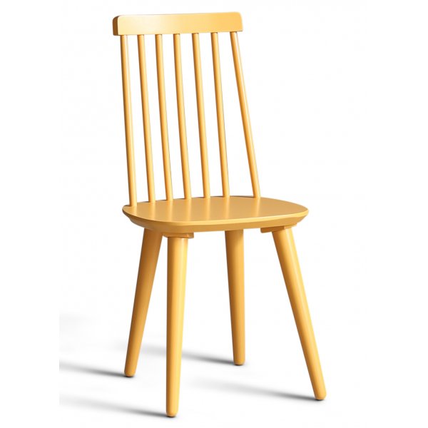 Dalsland-Essgruppe: Esstisch in Eiche / Wei mit 6 gelben Korbsthlen