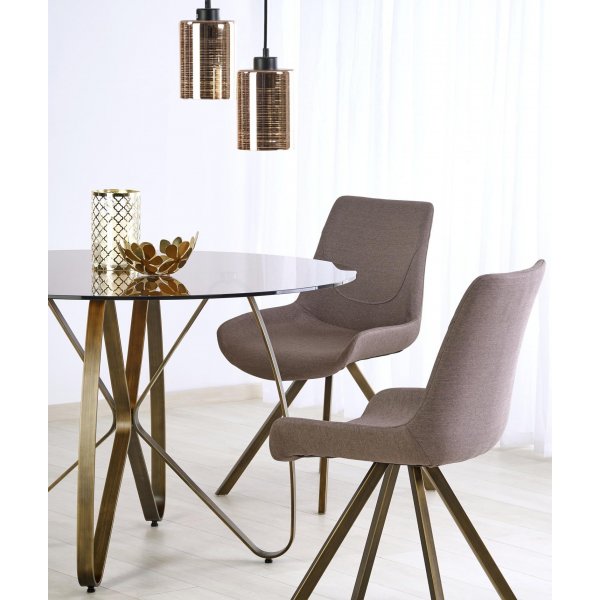 Rhonda runder Esstisch 120 cm - Braun / Antikgold Rhonda runder Esstisch 120 cm - Braun / Antikgold