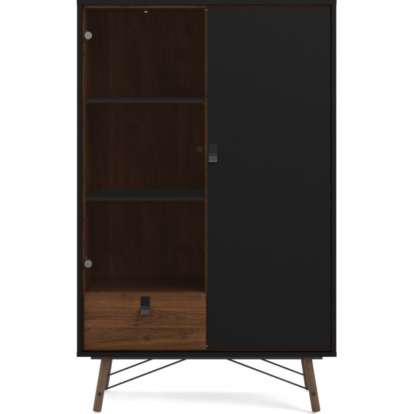 Vitrine Ry - Schwarz/Walnuss