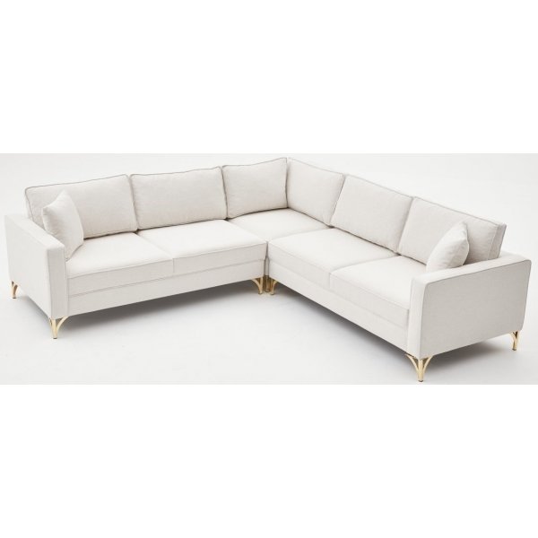 Berlin Ecksofa - Cremewei/Gold