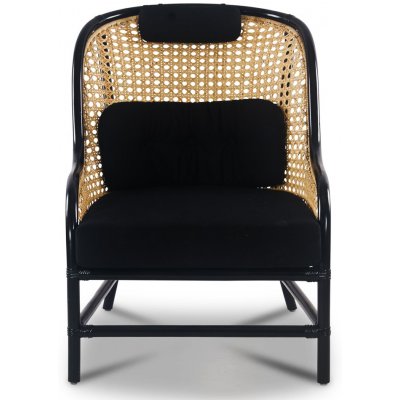 Anton schwarzer Sessel aus Rattan + Mbelpflegeset fr Textilien