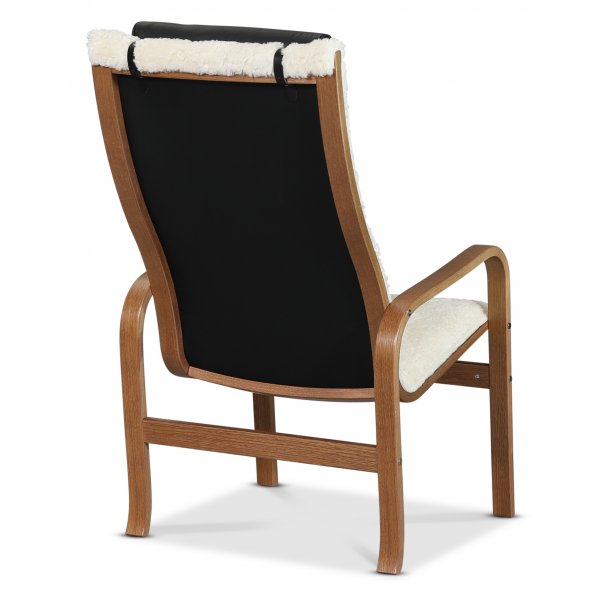 Fushion Sessel aus Schaffell Skandinavisches Mondlicht - Braun gebeizte Eiche + Textilreinigung fr Mbel