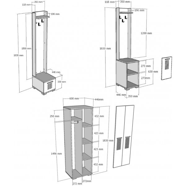 Asimo Kleiderbügel 130 x 44,6 x 183 cm - Weiß Asimo Kleiderbügel 130 x 44,6 x 183 cm - Weiß