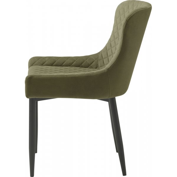 Bernt Stuhl aus olivgrünem Samt mit Rautenmuster Bernt Stuhl aus olivgrünem Samt mit Rautenmuster