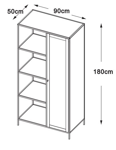 Billy schwarzer Kleiderschrank mit T�r H 180 cm