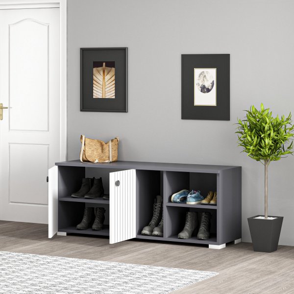 Sarandon Schuhschrank - Anthrazit/Wei