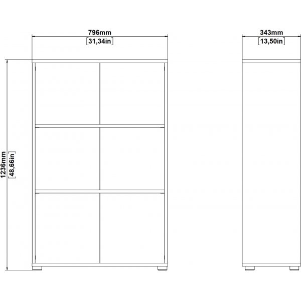 Schilder-B�cherregal niedrig - Hickory