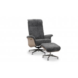 Relaxsessel mit Fußhocker aus echtem Schaffell, Graphitgrau/Whitewash - Ulla Relaxsessel mit Fußhocker aus echtem Schaffell, Graphitgrau/Whitewash - Ulla