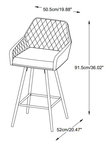 Carina Barhocker aus grauem Samt, Sitzhhe 67 cm