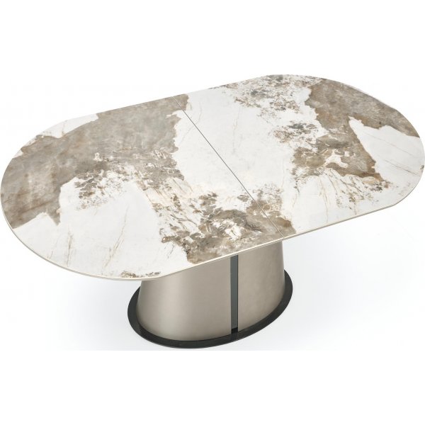 Robinson Esstisch 160-200 x 90 cm - Beiger Marmor/Cappuccino/Schwarz Robinson Esstisch 160-200 x 90 cm - Beiger Marmor/Cappuccino/Schwarz