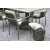 Essgruppe Salt graues Teakholz: Zerlegbarer Tisch mit 4 grauen Lincoln-Sthlen