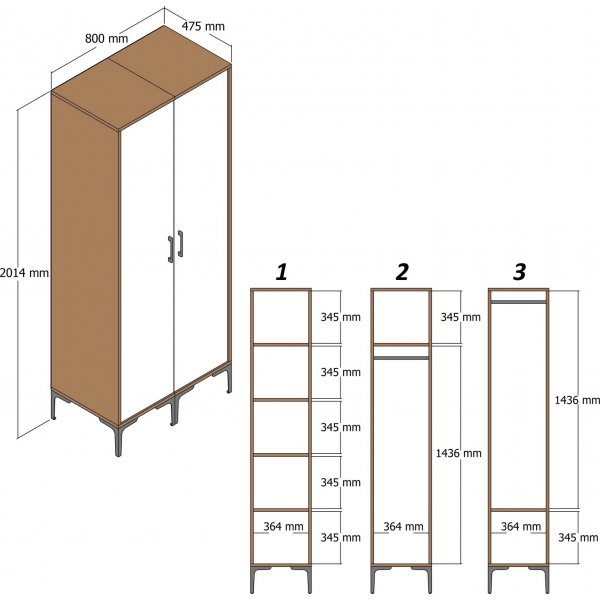 Kumsal Kleiderschrank 5 Walnuss