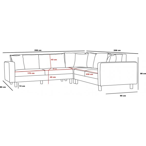 Ecksofa Berlin - Cremeweiß/Schwarz Ecksofa Berlin - Cremeweiß/Schwarz