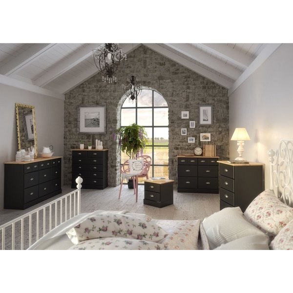 Nola Nachttisch - Schwarz/Beige