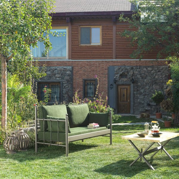 Lalas 2-Sitzer Outdoor-Sofa - Braun/Grn + Fleckentferner fr Mbel