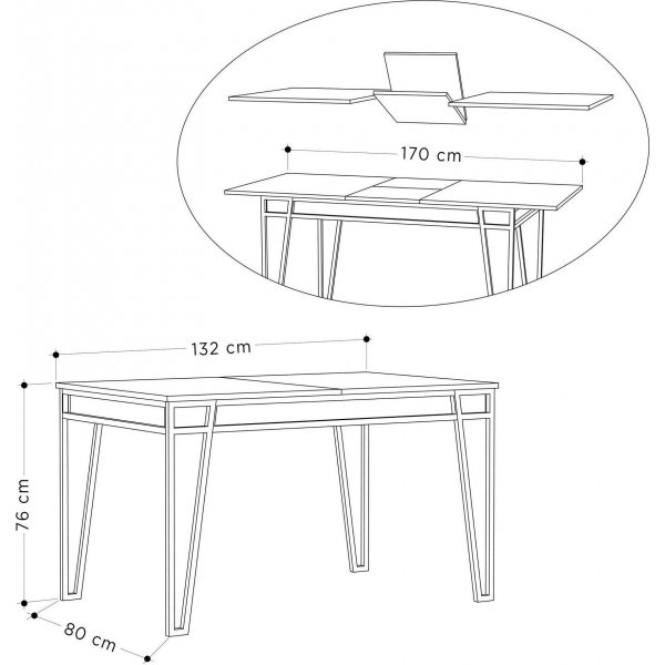 Pal Esstisch 132-170 cm - Weiß Pal Esstisch 132-170 cm - Weiß