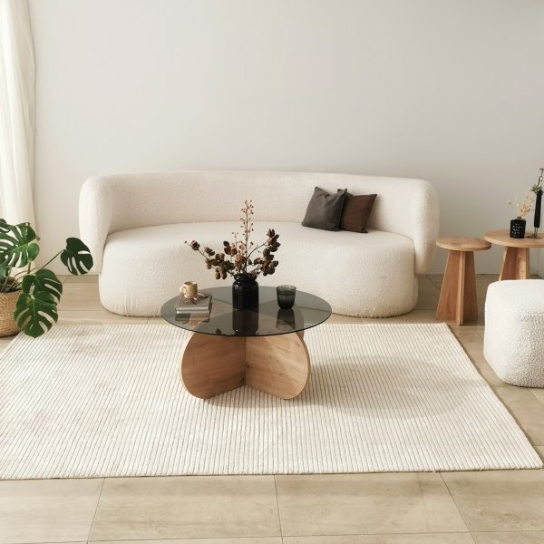 Bubble Couchtisch 75 cm - Saphireiche/Rauchglas