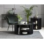 Sierra runder Couchtisch mit Stauraum 85 cm aus schwarz gebeizter Eiche