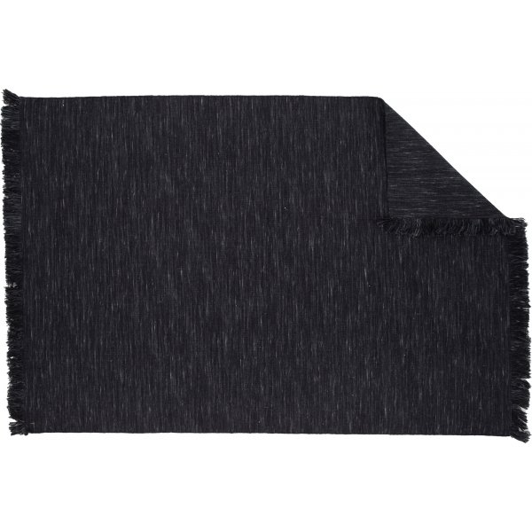 Flachgewebter Wollteppich Elton - Schwarz