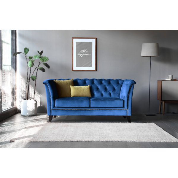 Milton Chesterfield 2-Sitzer - Dunkelblauer Samt Milton Chesterfield 2-Sitzer - Dunkelblauer Samt