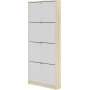 Schuhschrank mit 4 Fächern - Eiche/Weiß