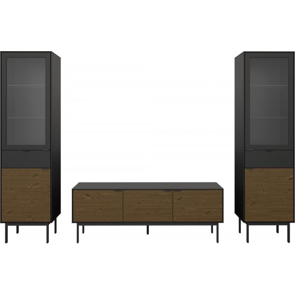 Vitrine Soma mit Glastr - Schwarz/Espresso