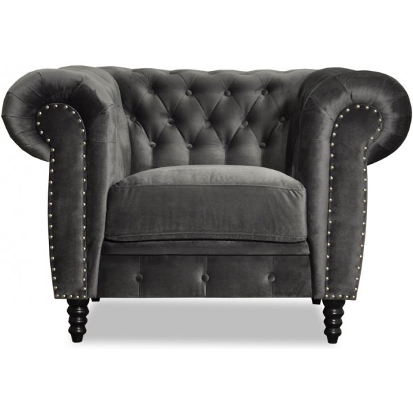 Ashford Chesterfield Sessel - Dunkelgrauer Samt
