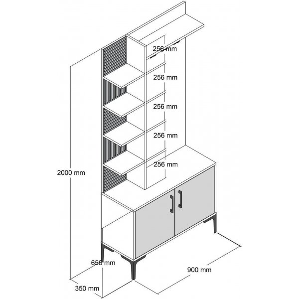 Viyana Dielenmbel 90 cm - Nussbaum/anthrazit