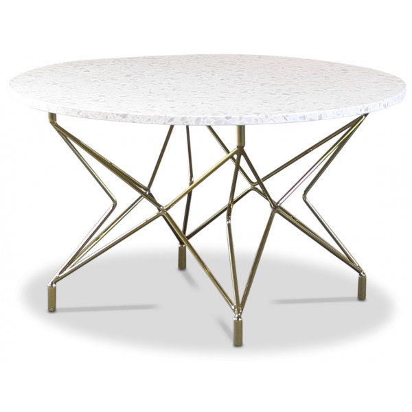 Terrazzo runder Couchtisch  80 cm - Bianco Terrazzo & MessingUntergestell