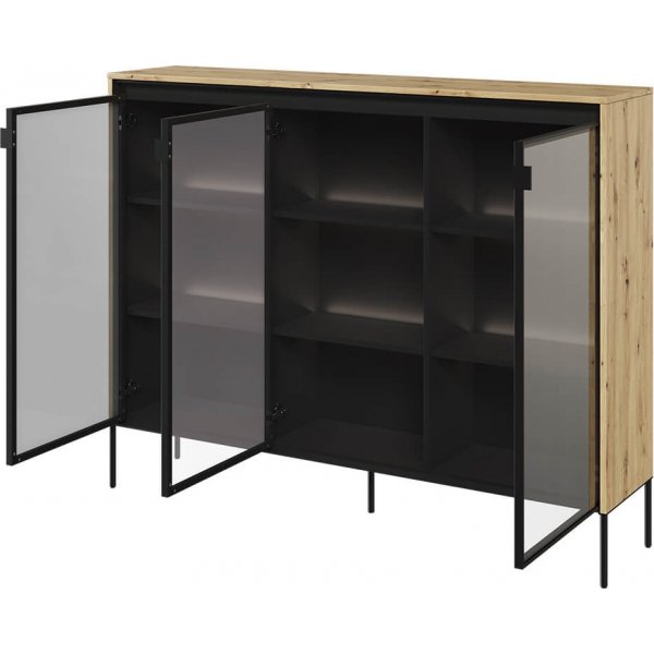 Trendvitrine H118 cm - Artisan-Eiche/Schwarz