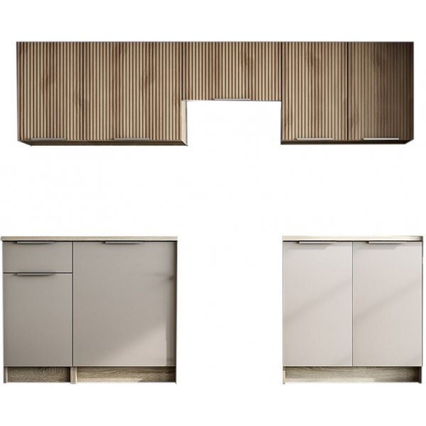 Tatiana komplette Kche 240 cm - Grau/Sonoma-Eiche