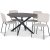 Hogrn Essgruppe 120 cm Tisch aus dunklem Holz + 4 Lokrume beige Sthle + Fleckentferner fr Mbel