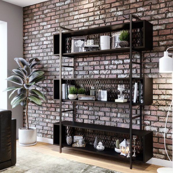 Araf Bcherregal 140 cm - Schwarz