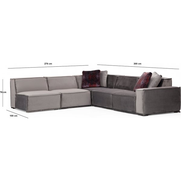 Lego Ecksofa 276 cm links - Grau