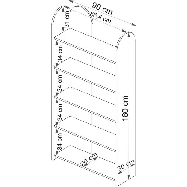 Mindy Bücherregal - Saphireiche/Weiß Mindy Bücherregal - Saphireiche/Weiß