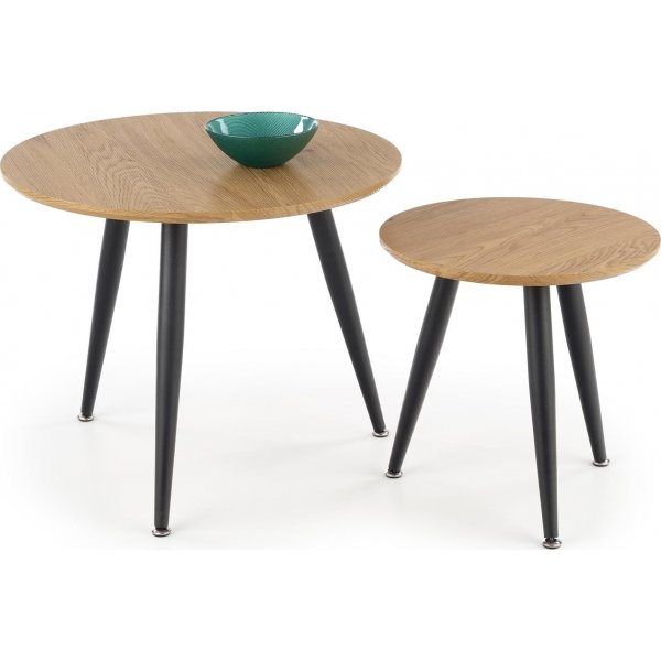 Runder Couchtisch 40/59 cm - Eiche/schwarz