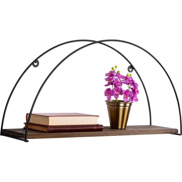 Indicum Wandregal - Schwarz/Walnuss