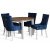 Dalsland-Essgruppe: Runder Tisch in Eiche / Wei mit 4 blauen Tuva-Sthlen