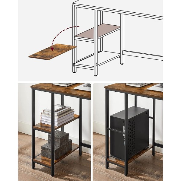 Osman Schreibtisch 120 x 60 cm - Braun/Schwarz