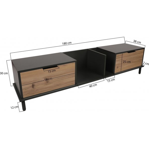 Ibiza Medienbank - Eiche/anthrazit Ibiza Medienbank - Eiche/anthrazit