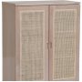 Ebener Schrank in Wei mit Rattantren